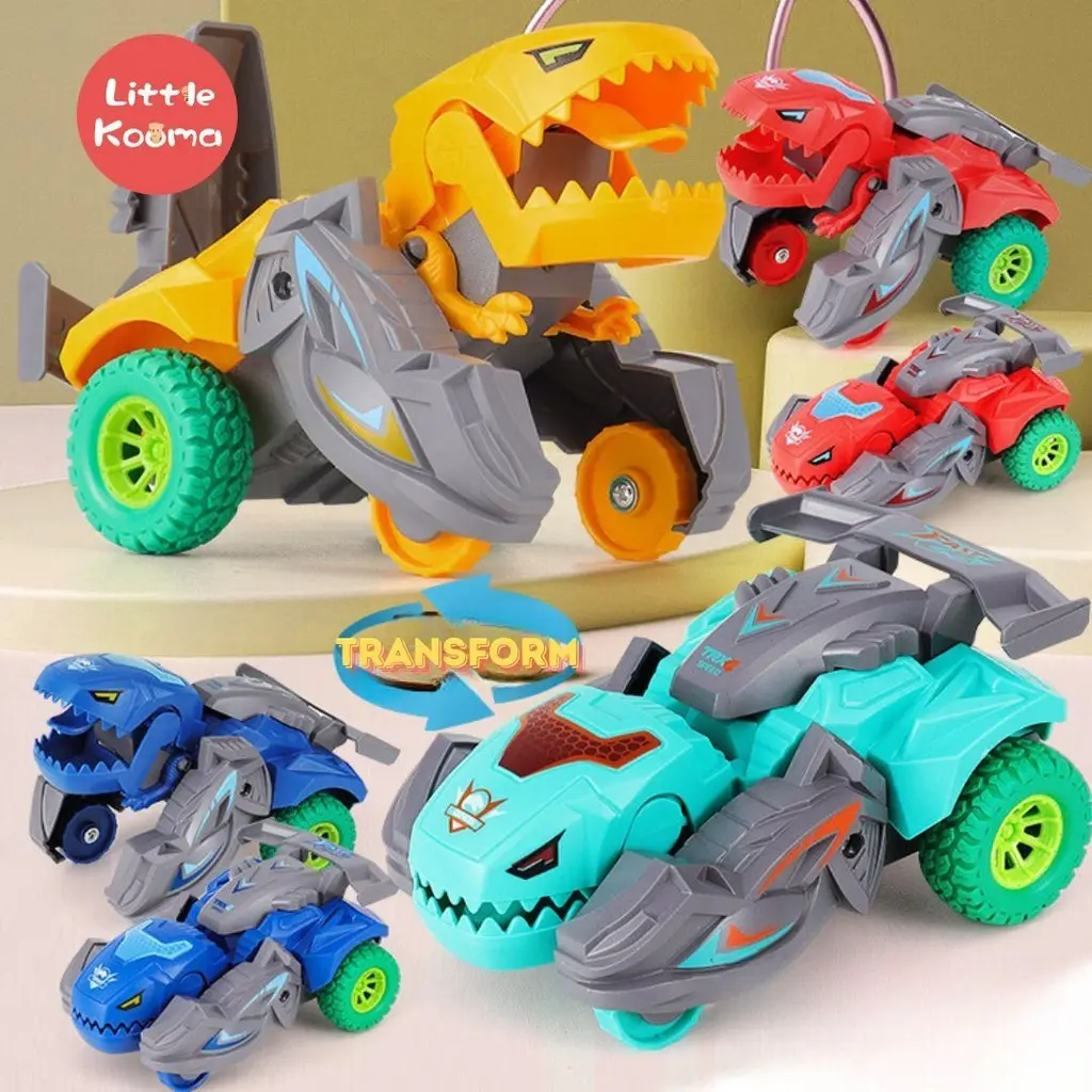 2 In 1 Collision Transformation Dinosaur Car Inertial Car Toy Action Collision Transforming Vehicles for Boy 3 Years+