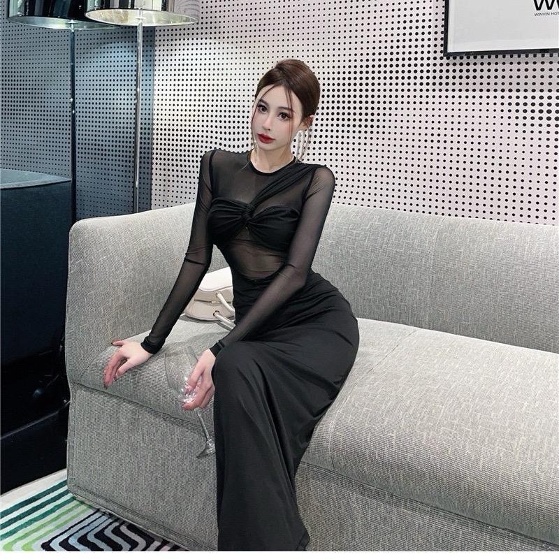 Đầm Body Phối Lưới Cúp Ngực Dáng Dài Siêu Tôn Dáng 3