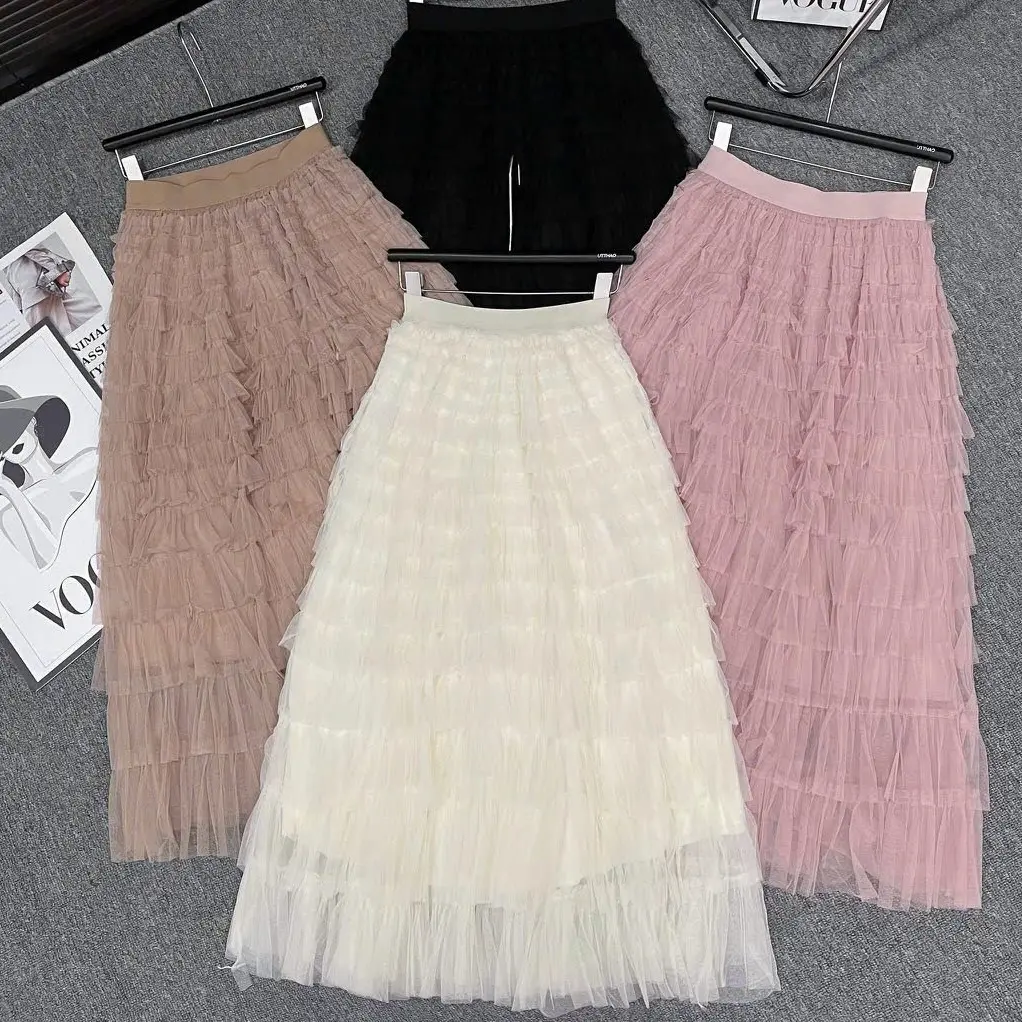 Chân váy tầng voan lưới ren bồng xòe nhiều tầng xinh xắn dáng dài Nữ Women Top Voan dễ phối đồ
