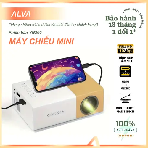 [ ALVA ] Máy chiếu mini YG300 FULL HD[ Siêu Rẻ ] - Bảo hành 18 tháng