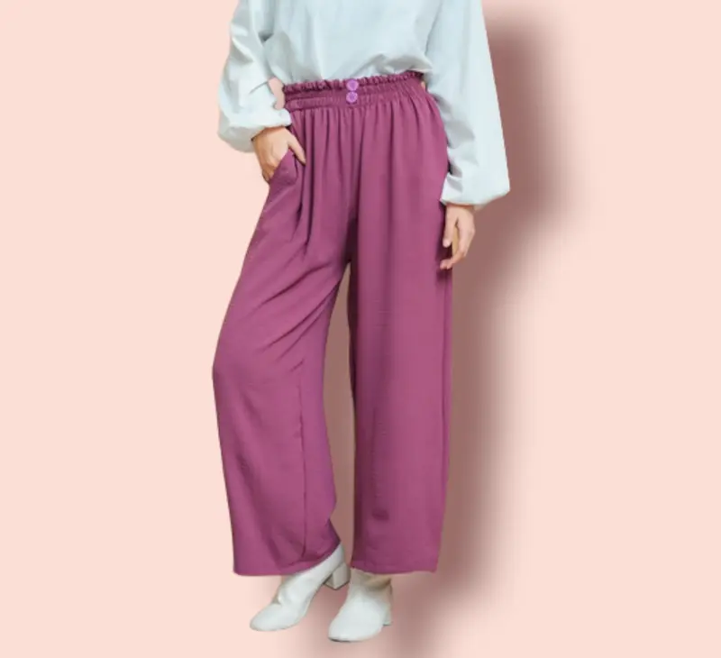 CELANA JUMBO WANITA KULOT CRINGKEL / CRINGKLE AIRFLOW PREMIUM / CELANA WANITA / CELANA KULOT KANCING / KULOT JUMBO / CELANA WANITA JUMBO Crinkle Panjang 4