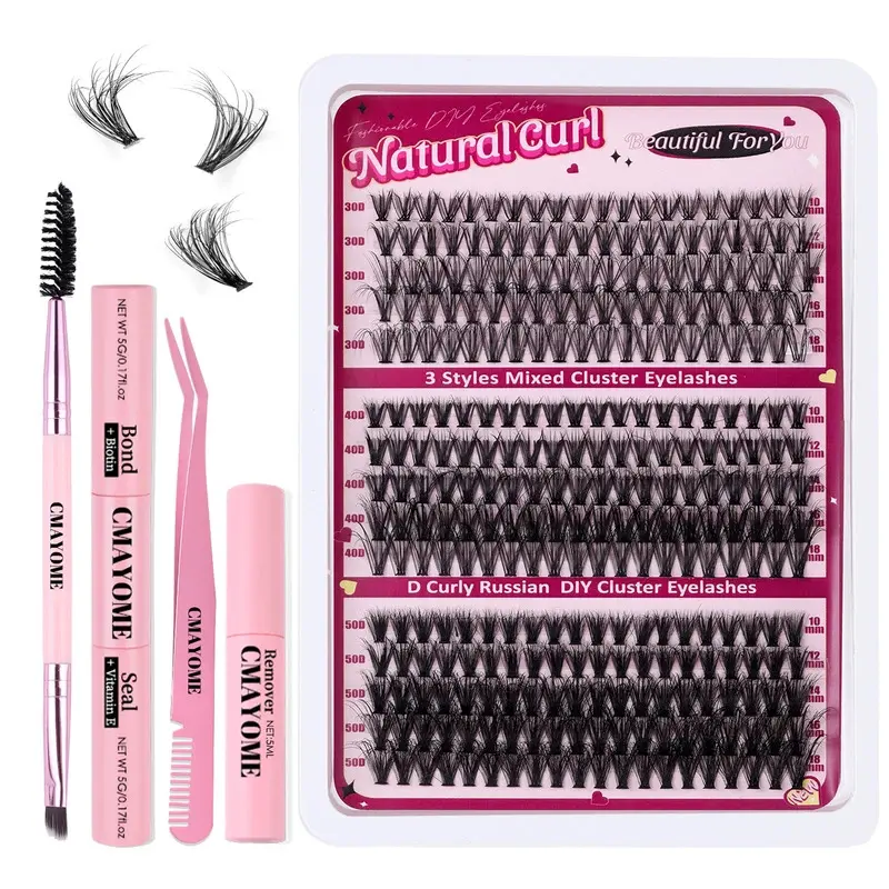300pcs DIY cluster lash kit Bond and seal strong glue False Eyelashes extensions 30D 40D 50D Volume natural eyelash supplies wispy  lashes