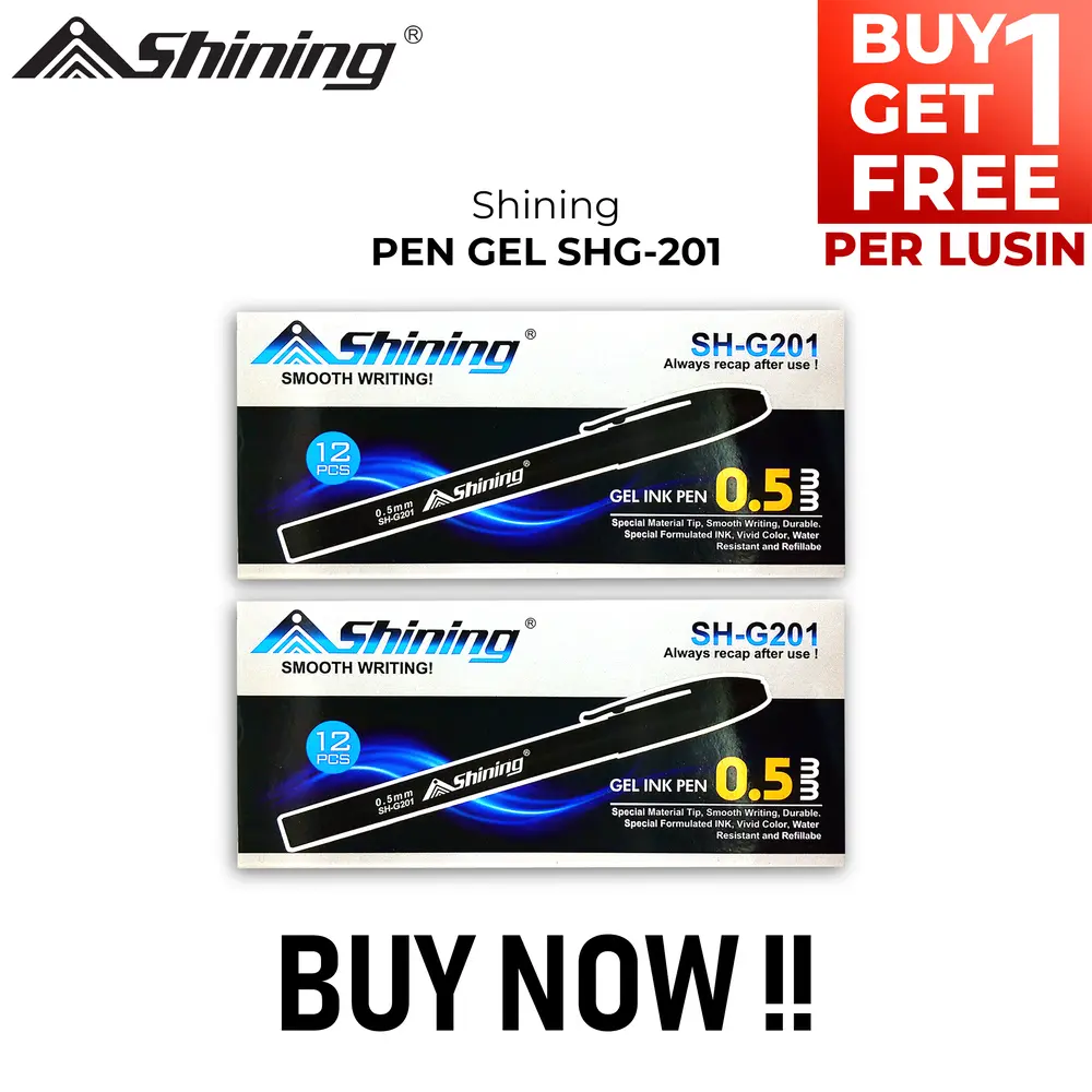 BUY 1 GET 1- Pulpen Gel Shining Warna Hitam SHG-201 ( 24 Pcs)