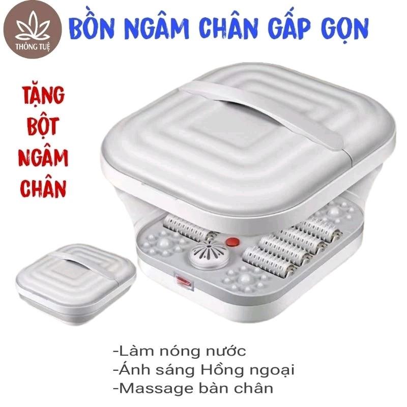 Bồn Ngâm Chân Gấp Gọn - Tặng Bột Ngâm Chân Thảo Dược - Có Sục Khí và Massage Chân