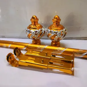 Full Set Pipa Batang Gorden Kualitas " TEBAL " Kualitas Premium Diamond ULlir Emas ( Endcup Model Baru EMAS )uk 50cm - 150 cm  TANPA RING bonus Skrup besi alumunium tirai gulung jendela warna gold