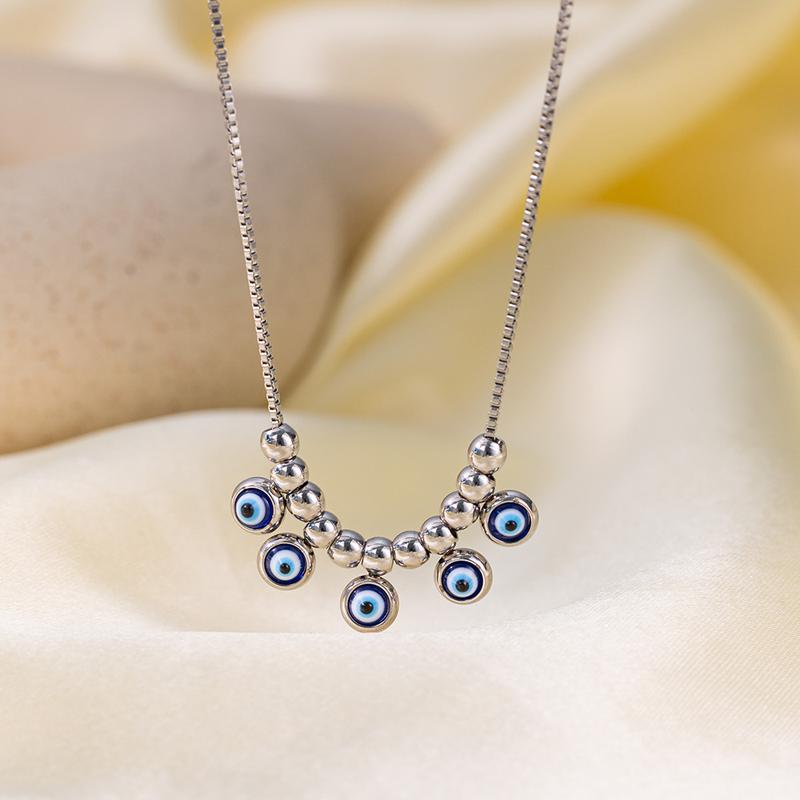 Product Introduction of Devil's Eye Jewelry Suit, Blue Eyes Necklace Bracelet, 18K Gold, Necklace Bracelet Bracelet Suit, Stainless Steel Necklace Suit, Titanium Steel Devil's Eye, Necklace Accessories 2