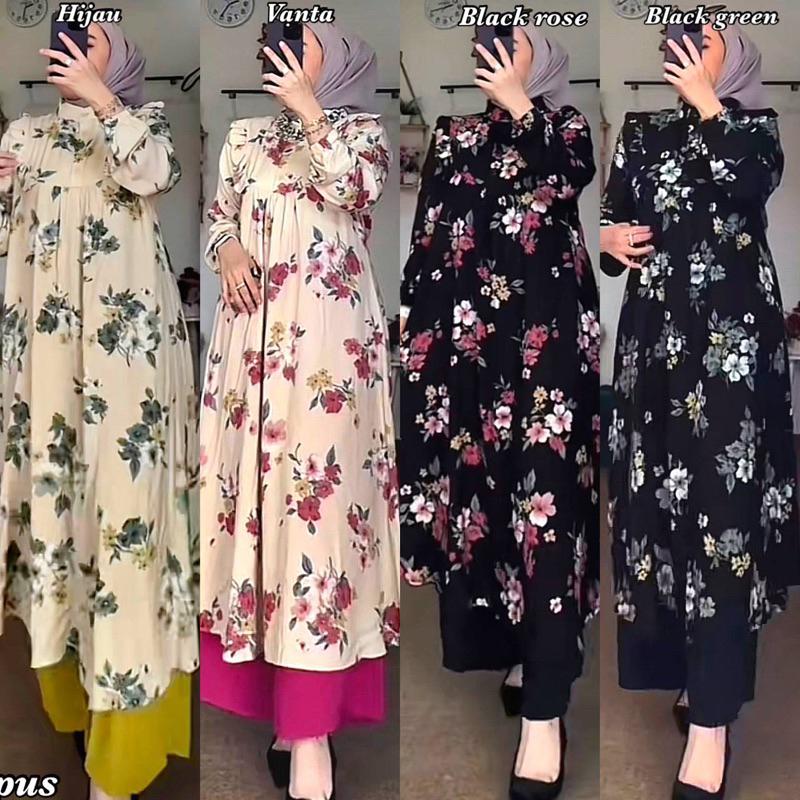 Setelan tunik wanita rayon terbaru // Kia One Set Tunik  Celana Airflow 1
