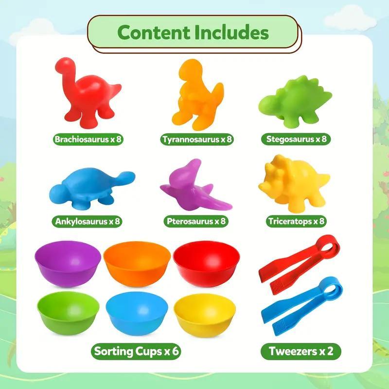 Counting Dinosaur Toys Set, Color Matching Game with Sorting Bowls, Dino Counting & Animal Cognition Sensory Toys Montessori Toys Summer Toys, Multifunction Shape Sorter Novelty Toys, Girls Birthday Gifts, Girl Play Toys, Multifunction,  Toys for Boys 4