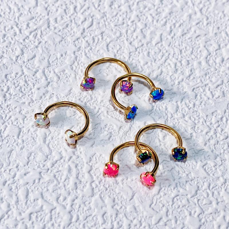 20g Opal Horse Hoof Nose Ring Internal Thread Opal Nose Piercing,Random ...