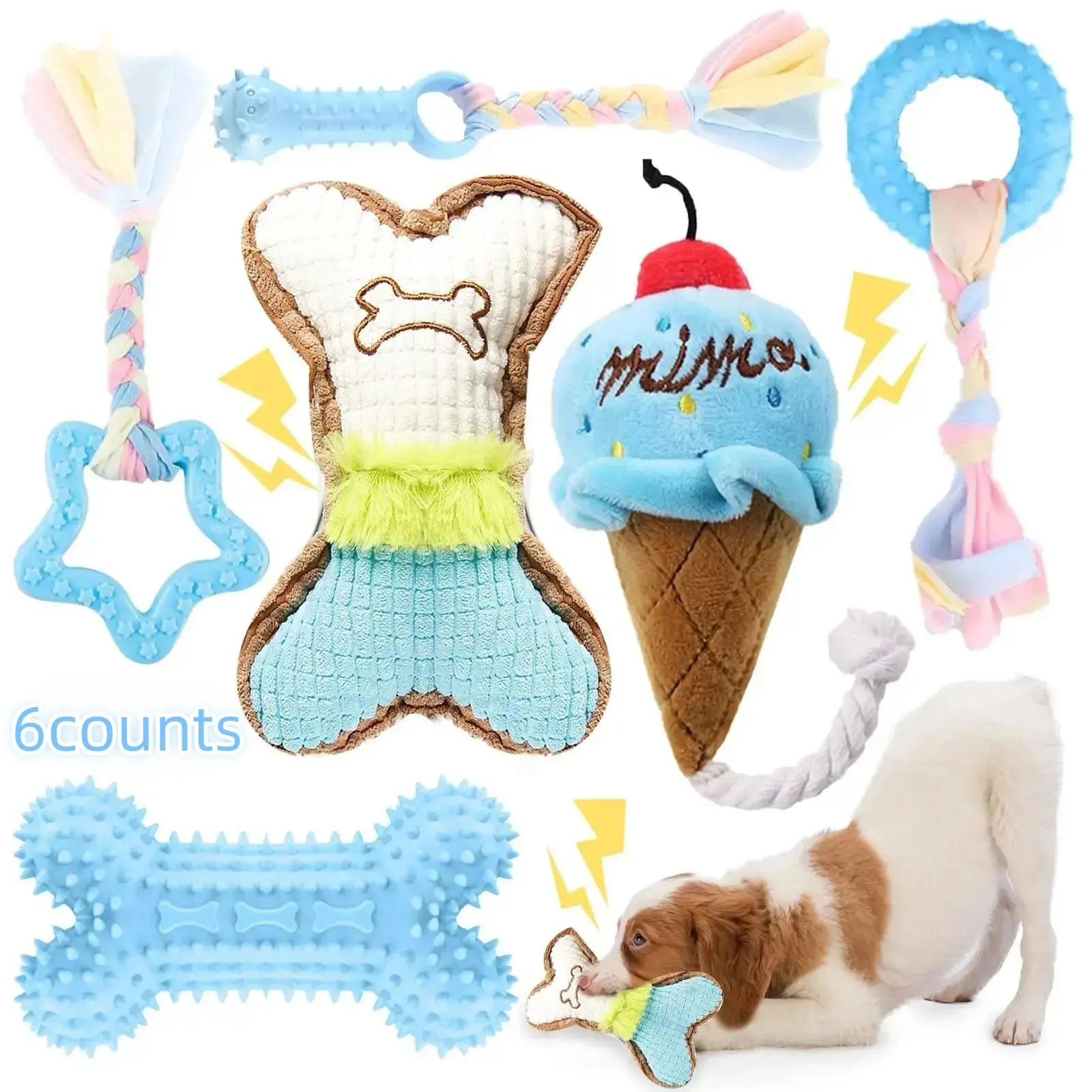 Pet Chew Toy Set, 6 Counts/set Pet Teeth Cleaning Toys, Interactive Pet Teeth Cleaning Toys, Dog & Cat Accessories, Pet Products