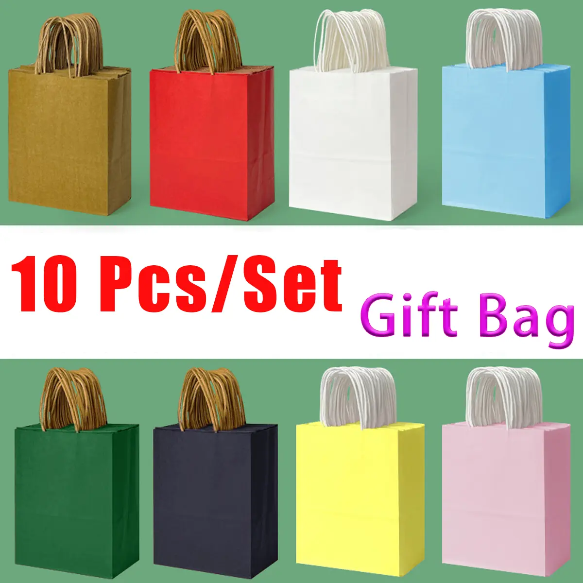 10pcs Paper Bag Birthday Loot Gift Handbag Tote Packing Storage