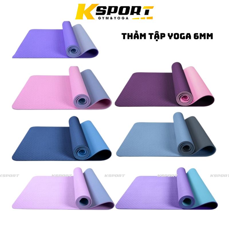 Thảm TPE 6mm 2 Lớp Tập Gym Yoga Cao Cấp Chống Trượt Tập Yoga