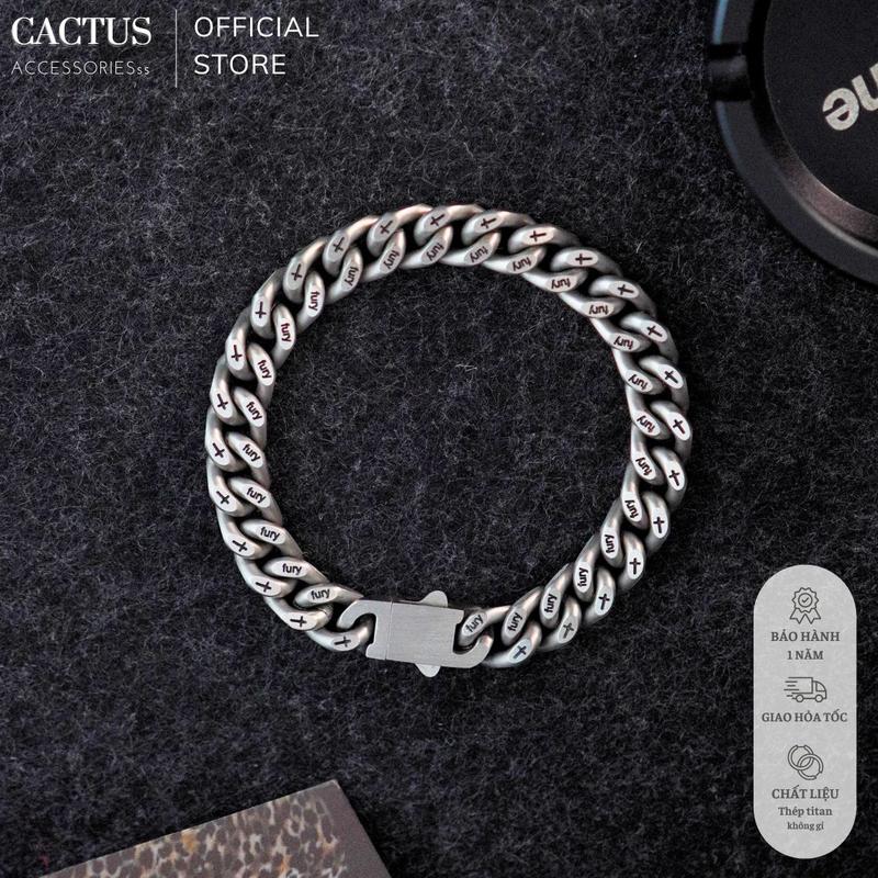  Vòng tay CUBAN mắt xích vát cạnh khắc chữ MIAMI kiểu dáng UNISEX thép titan không gỉ - Cactus Accessoriesss Phụ Kiện 