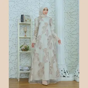 NAYRA DRESS BAHAN TILE BORDIR + NADHIRA SILK + TILE
