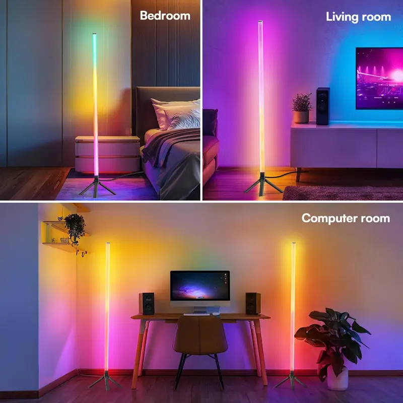 USB Powered LED Floor Light, 1/2 Counts RGB Color Changing LED Floor Light with Remote Control, Decorative Light for Home Living Room Bedroom 6
