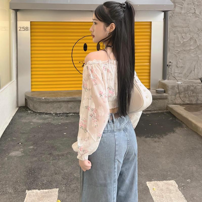 DICAO Quần Jean Xanh Nhúm, Quần Jean Xanh Ống Rộng, Quần Jean Xanh Nhún Eo 4