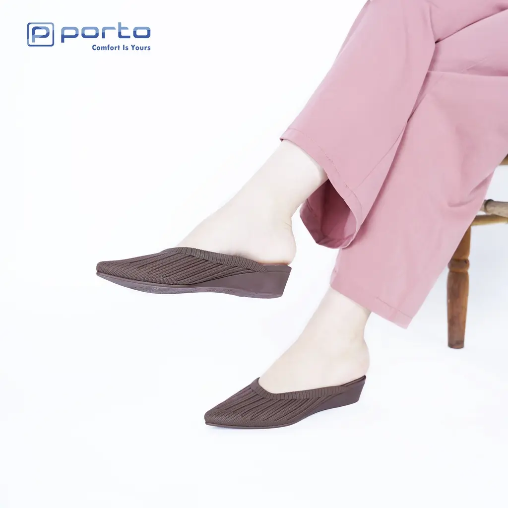 Sendal Wanita Wedges Selop Karet Jelly Wedges Porto Lady DTA Shoes