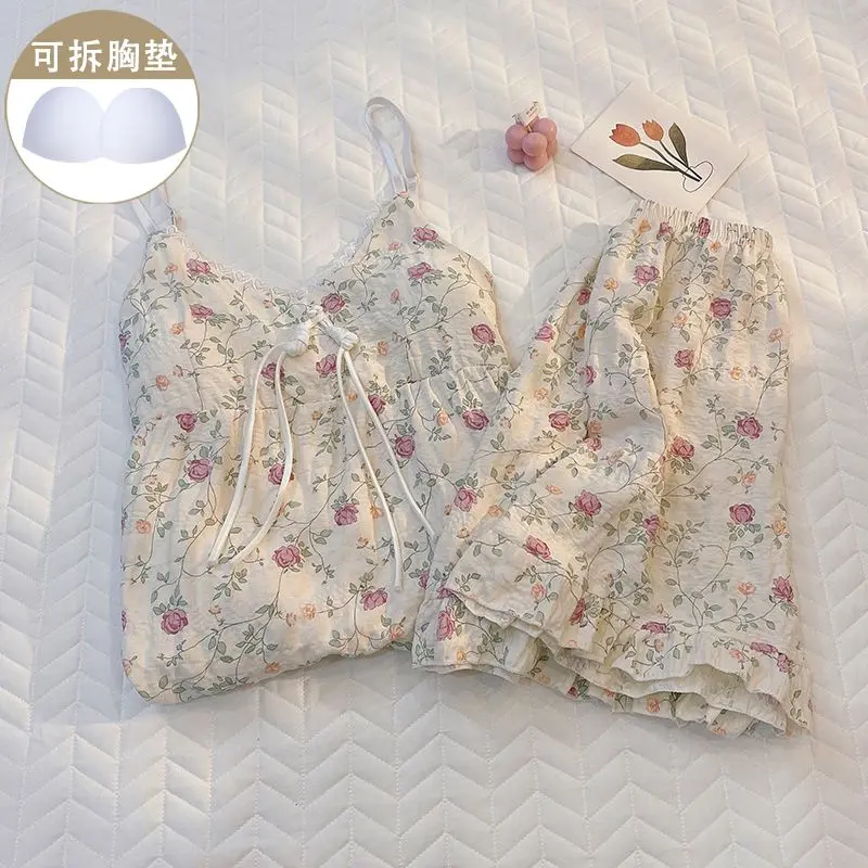 Bộ Đồ Ngủ Phong Cách Nhật Bản, Cho Bé Gái, Chất Liệu Cotton Nguyên Chất, Có Đệm Bông, Bộ Đồ Mặc Nhà Ngọt Ngào Mùa Hè, Thiết Kế Hoa Hồng Hồng Mới, Thu Thập Được 1117 Người, Năm 2025