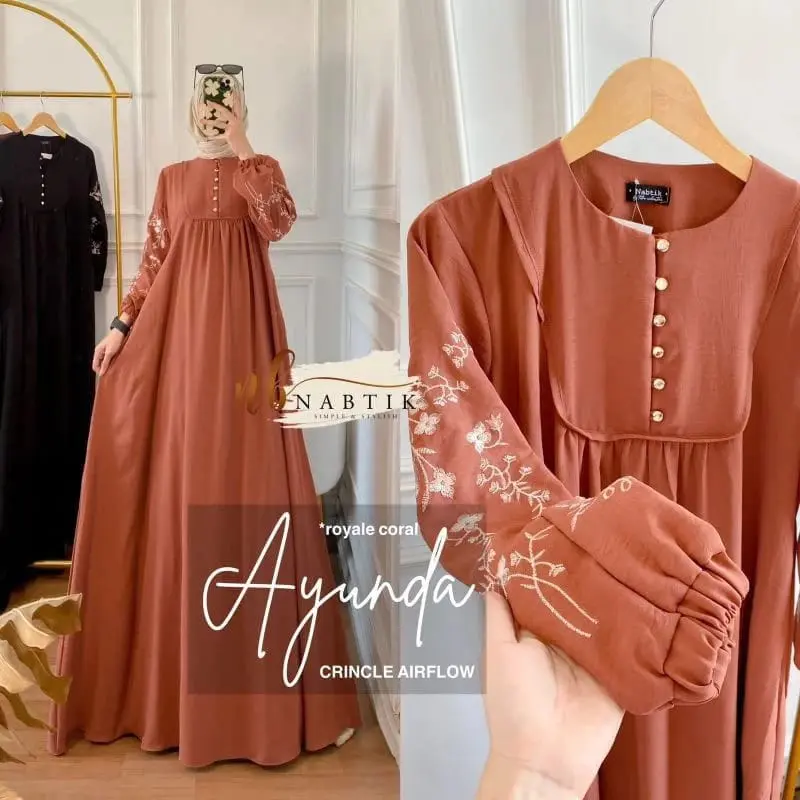 AYUNDA DRESS GAMIS MUSLIM WANITA GAMIS AYUNDA Polos Airflow Bordir