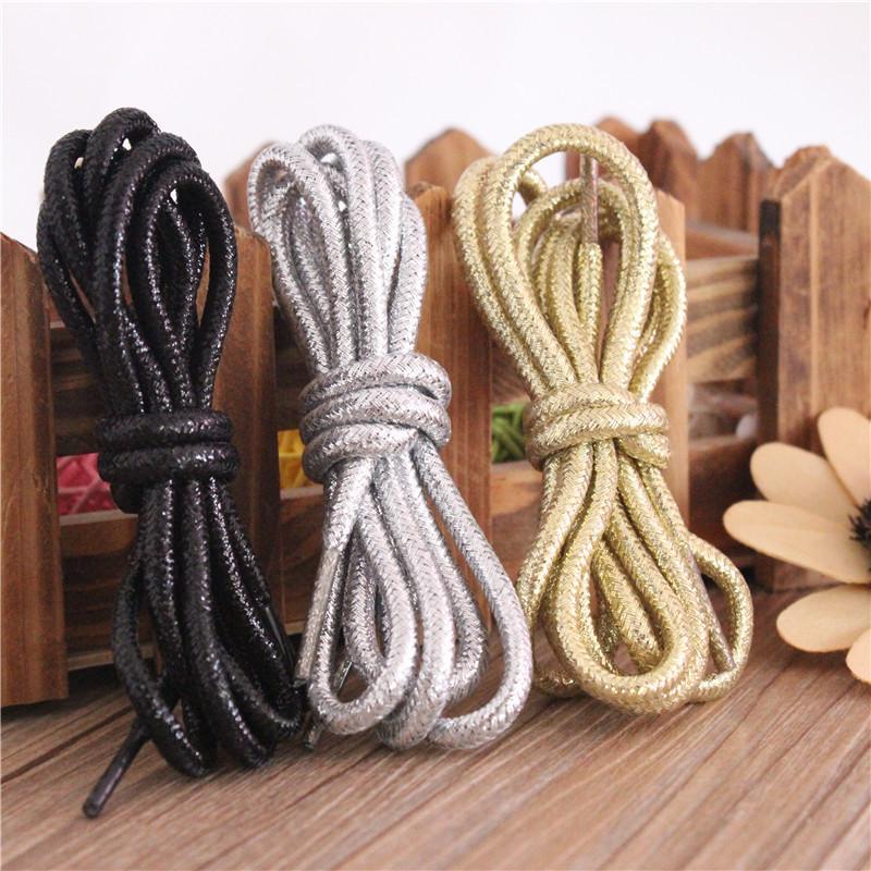 Product Introduction of New Round Colorful Shoelaces Glitter White Shoelaces of sneakers Metallic Shiny gold  silver Flat shoe laces sports running Lace 27
