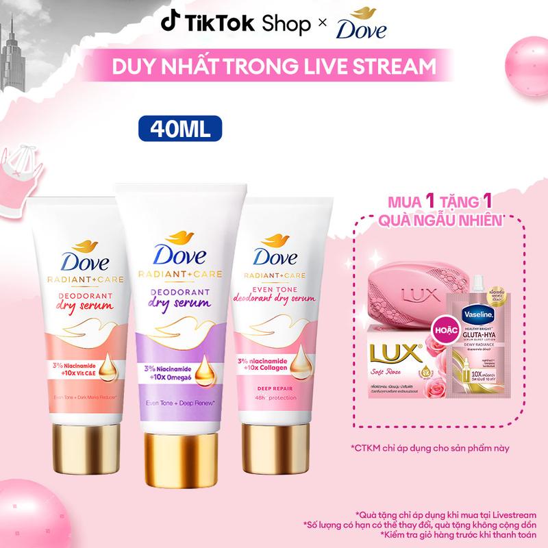 [KOL Live 7] [CHÍNH HÃNG] Dove Serum dưỡng sáng khử mùi Dove dành cho nữ với 3% Niacinamide giúp da sáng mịn đều màu 40ml tốt như lăn khử mùi [7]