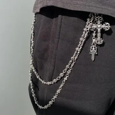 Chrome chain belt Black Leather Chrome Sporran Chain Belt | eBay main image 4