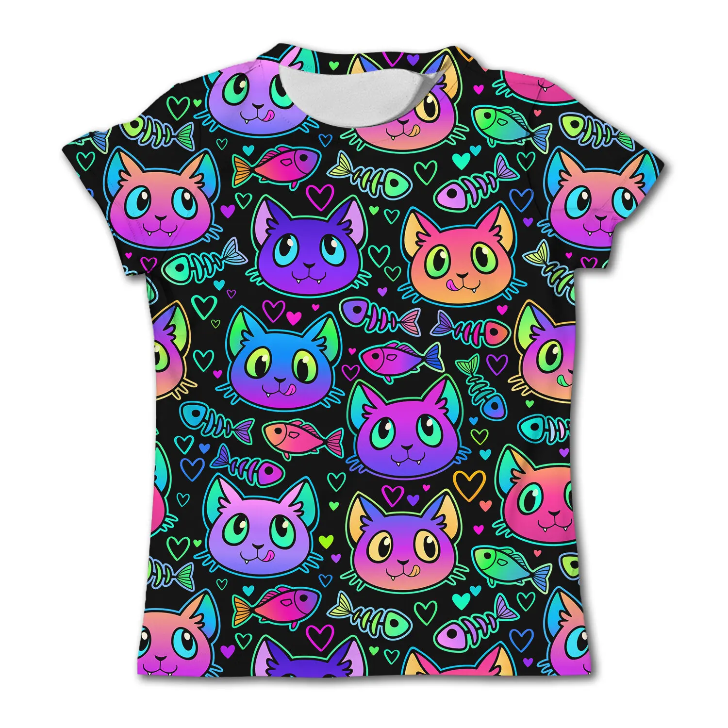 Children's clothing 3D cute dog paw full print children's summer T-shirt short sleeved clothing casual cartoon cat girl clothing top