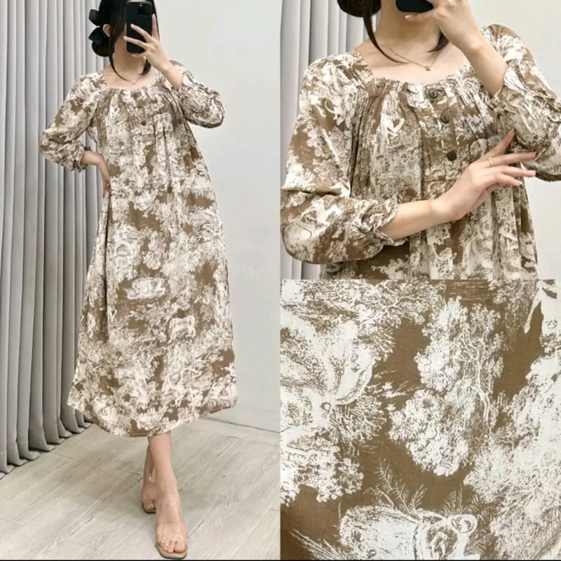 Dress wanita kekinian FURLA HOME DRESS midi katun rayon viscouse bumil busui friendly edisi lebaran Nyaman Motif 6