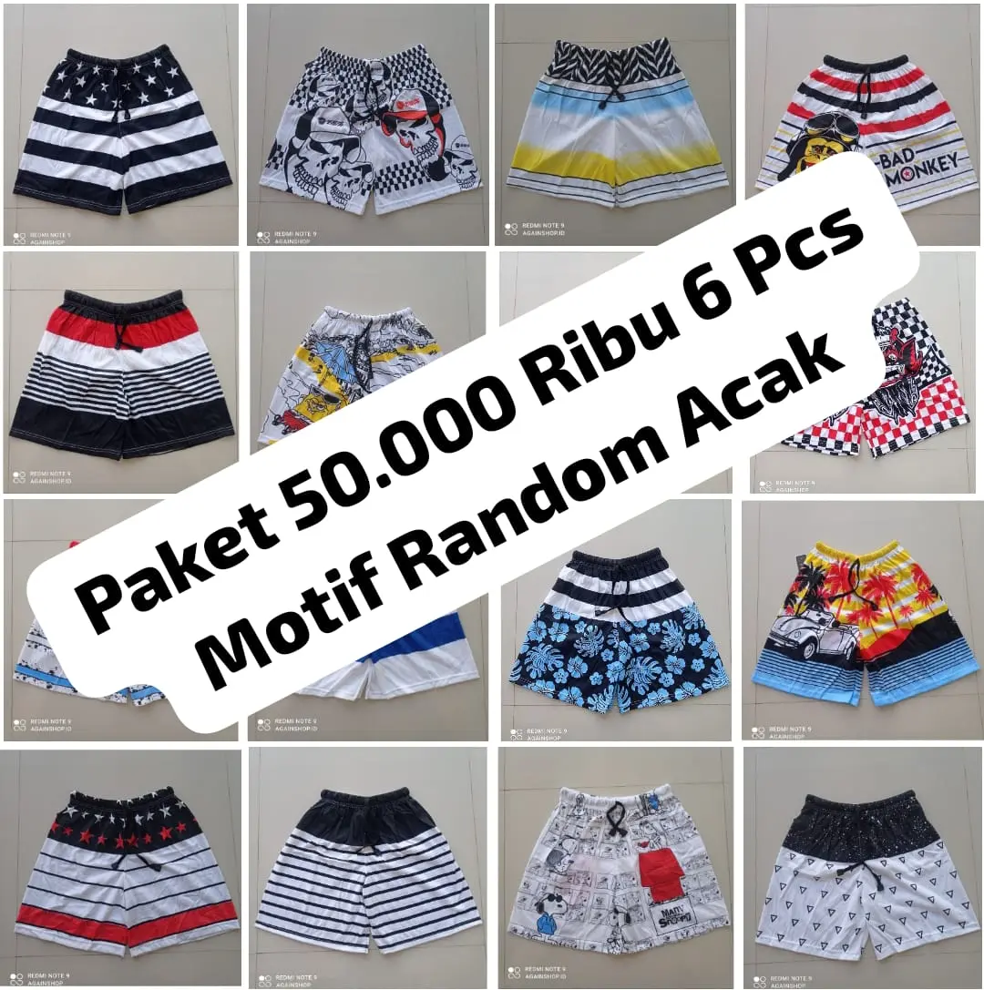 Celana Pendek Pria 6 Pcs 50rb / Celana Boxer Pria / Motif Random Acak / Boxer Pria / Celana Pendek Pria / Celana Pendek Rumahan / Santai / Surfing / Boxer Wanita Nyaman Pantai Tidur Shorts