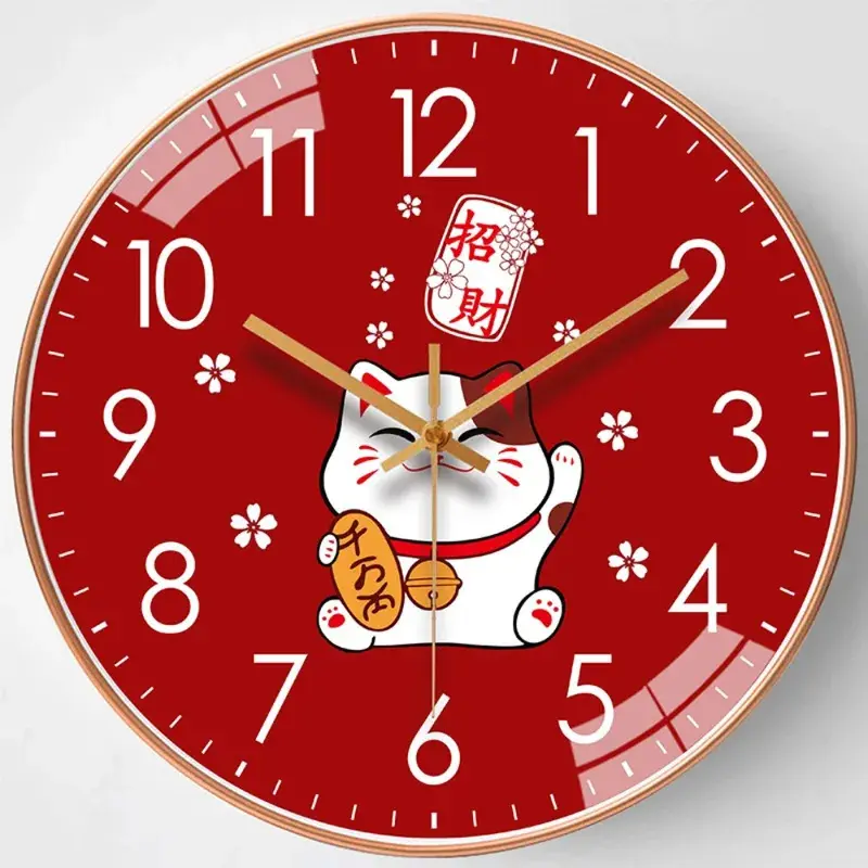 8 inch Lucky Household Wall Clocks High Quality Simple Fashion Silent Wall Clock Cute Red Living Room Clock For 8-Inch Home Decor