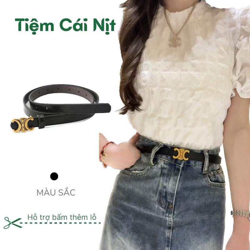 Thắt lưng váy mặt màu đồng cá tính bản nhỏ 1.8cm chữ C-Dây nịt hotgirl tiểu thư da đẹp thời trang cho nữ -Tiệm Cái Nịt