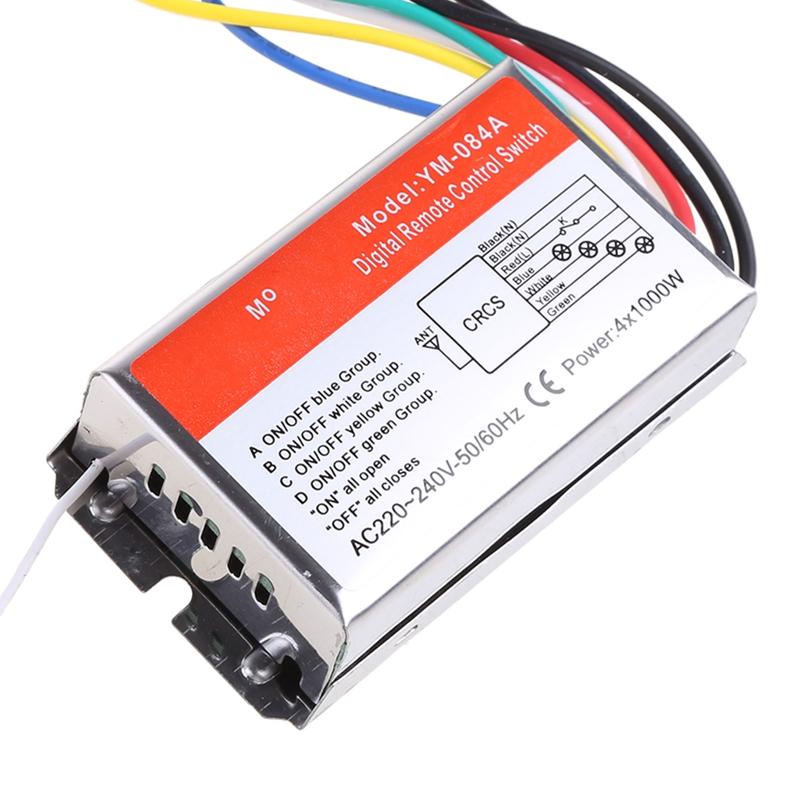 AC 220V Digital Remote Control Switch 4 Ways ON/OFF Controller For Light Lamp 3