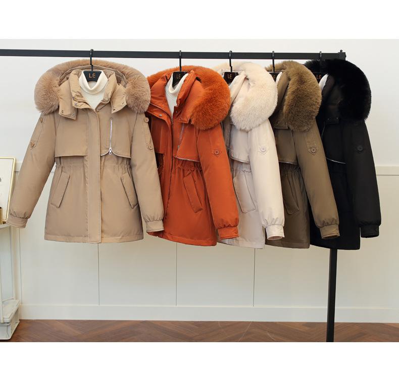 Product Introduction of Fashion Big Fur Collar down Cotton-Padded Jacket Women's Short 2023 New Winter Clothes Small Workwear Thickened Parka Cotton-Padded Jacket 5