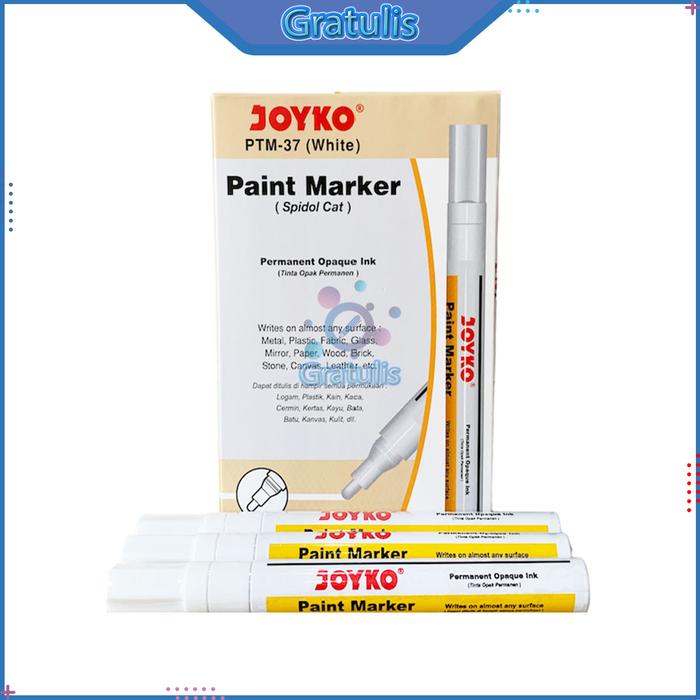 Jual SPIDOL PUTIH ROUND TIP PAINT JOYKO PTM-37 [PERMANEN/12 PCS] / CAT ...