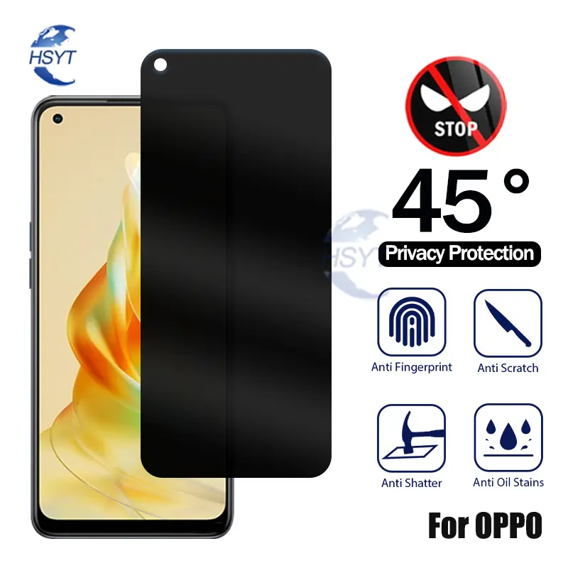 Kính Cường Lực Bảo Mật, Dành Cho OPPO Reno 11F, 8T, 8Z, 8, 7Z, 7, 6Z, 6, 5, 3, 2F, 2Z, 4G, 5G, Pro, Pro +, Bảo Vệ Màn Hình, Phim Chống Nhìn Trộm