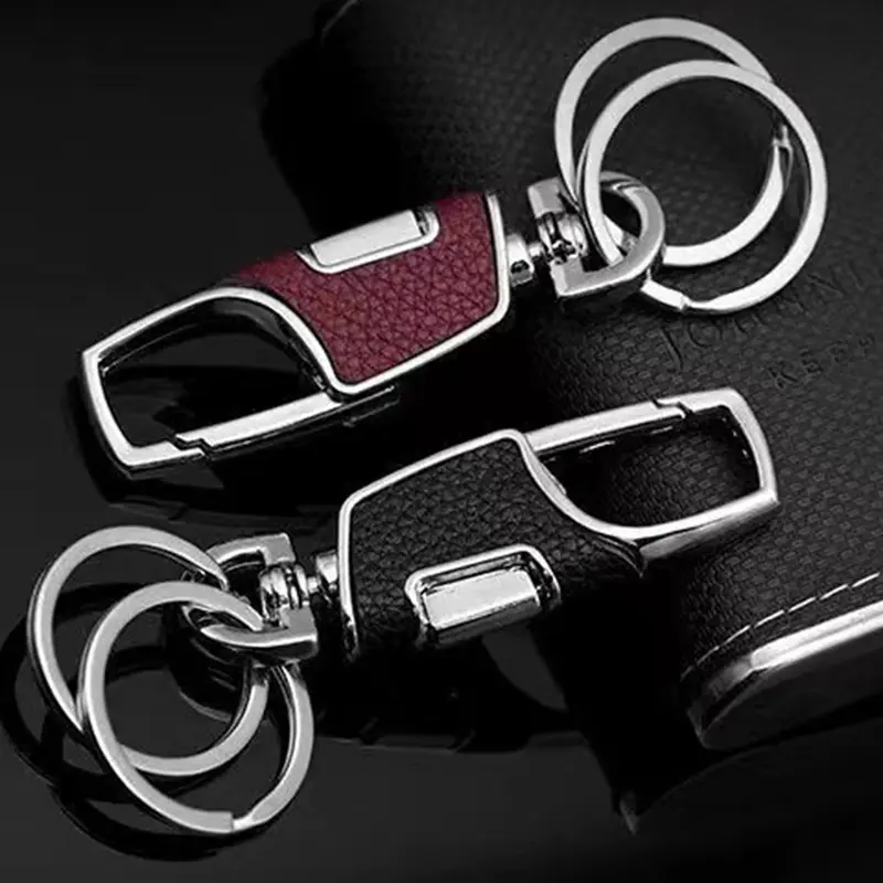 Creative keychain One-click car keychain pendant Double-loop thickened anti-lost metal keychain
