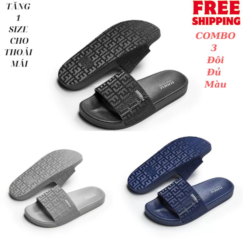 COMBO Dép Lê Luofu Nam Nữ Đúc Liền Nguyên Khối PVC Quai Ngang Siêu Bền Đẹp Chống Thấm Nước Chống Trơn Trượt Slipper