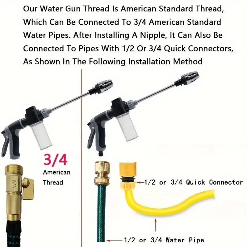 Car Wash Sprayer, High Pressure Car Washer, Long Handle Sprayer for Cleaning, Watering and Maintenance, Hose 6