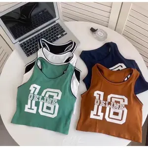 JEJOJO- Tanktop Atasan Olahraga Baseball Bahan Katun Adem Melar / Tank top Crop Crup Bra (Oeline 16)