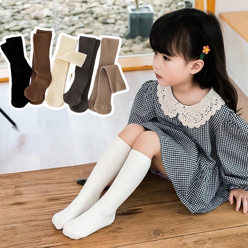 Set 5 Đôi Tất Cao Đùi Gân Tăm Cho Bé Gái 2 -12 Tuổi Siêu Hot Phong Cách Korea Te33