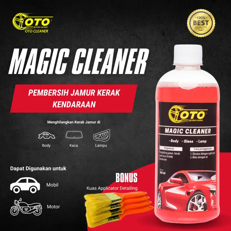 Cairan Pembersih Jamur Kaca dan Body Mobil - Free Applicator - Magic Cleaner - OTOCLNR ID - Pembersih Kerak Kaca dan Body - Penghilang Jamur Kaca - Pembersih Jamur Kaca - Penghilang Jamur Body - Pembersih Kerak Body - Pembersih Jamur Kaca Mobil Kendaraan 0