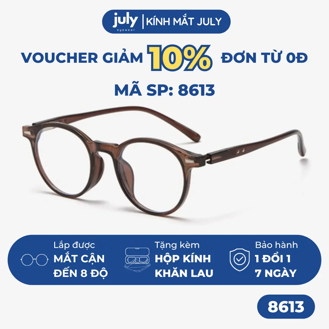 Gọng kính cận nam nữ dáng tròn nhựa cao cấp lõi kim loại unisex hợp nhiều dáng mặt 8613 Mắt Kính  trắng oval Tròng Kính Tết kính  tròn bầu dục Titan