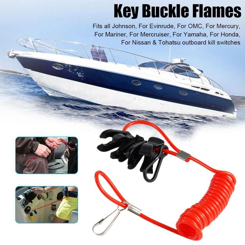 Product Introduction of 1set 7 Keys Boat Engine Outboard Motor Kill Switch Lanyard Motorboat Safety Urgent Rope Key Selling Reminder Tether Flameout Rop 41