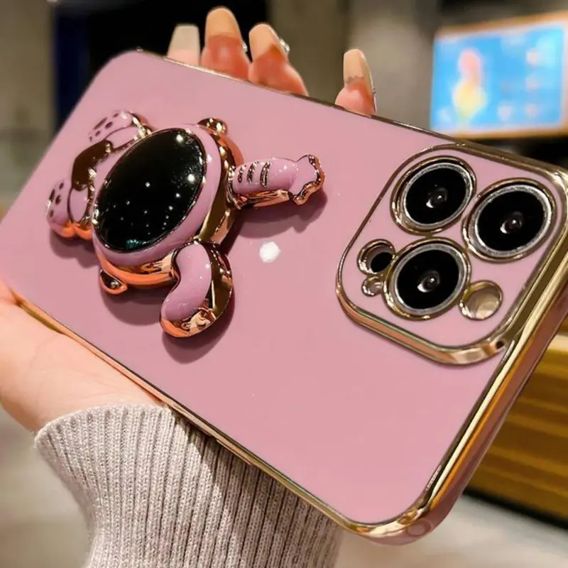 Phone Case with Cartoon Design Stand, Anti-fall Fully Edged Mobile Phone Case, Shockproof Phone Cover for iPhone 15 Pro Max 14 13 Pro 12 Pro 3