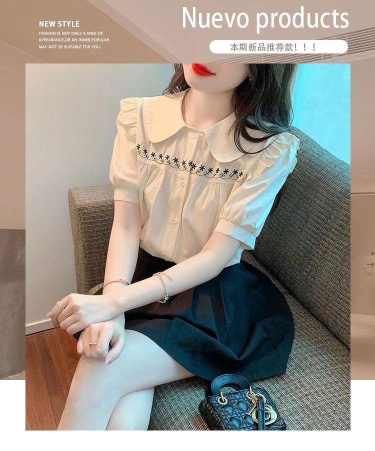 Product Introduction of Áo Sơ Mi Thêu, Cổ Búp Bê, Dành Cho Nữ, Hàng Mới Về Mùa Hè 2023, Tay Phồng Cao Cấp, Thiết Kế Sành Điệu, Dễ Phối Đồ 2
