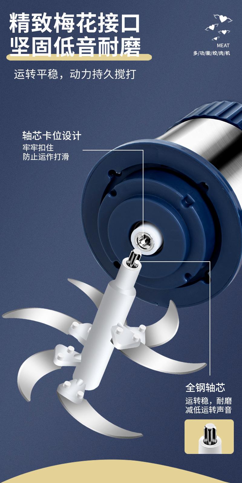 Product Introduction of New Stainless Steel Fully Automatic Meat Grinder Household Blender 5L Large Capacity Meat Mincer Multi-Functional Food Processor 14
