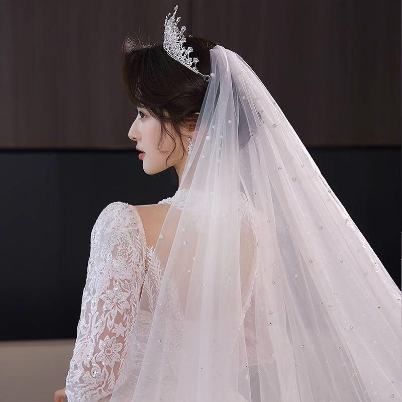 Product Introduction of Bride, Wedding Dress, Marriage Certificate Registration, Small Headdress, French Simple Proposal, Photography Props black  veil  bride lace pakai  gandik  pengantin headdress 4