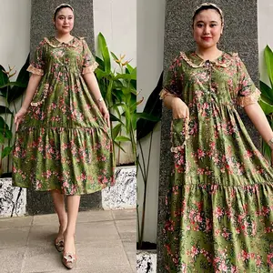DASTER FLORA DASTER WANITA LD120cm RAYON PREMIUM BUSUI COCOK DIPAKAI SEHARI-HARI Bumil Busui Kancing Dress Motif Bumil Kancing