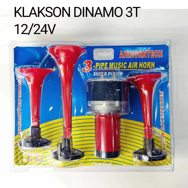 Klakson Trompet Terompet 3 corong telolet 12 & 24 Volt + Dinamo Car 3