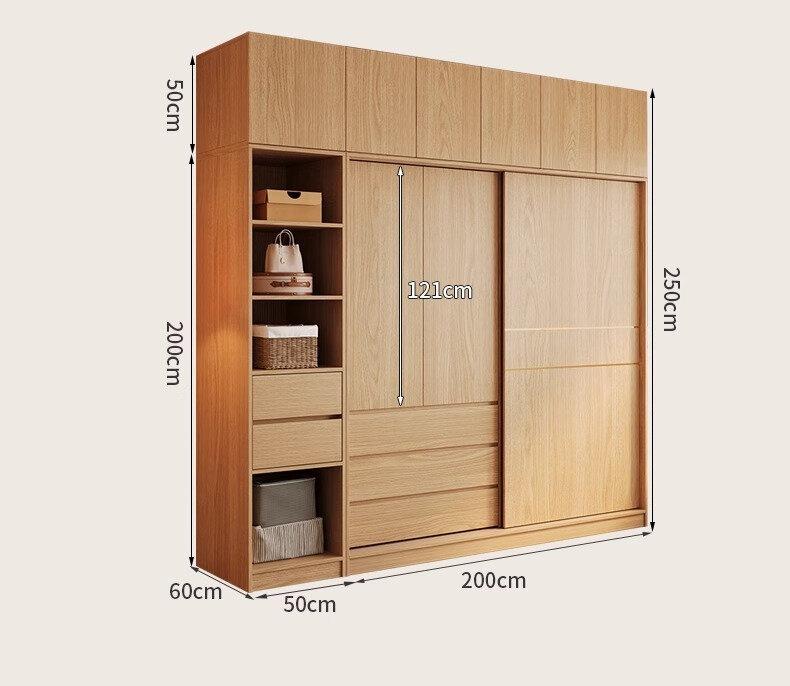 Product Introduction of [Pre Order] Nordic sliding door wardrobe, bedroom, simple and small-sized household, sliding door, wooden style combination, Japanese style storage wardrobe 24